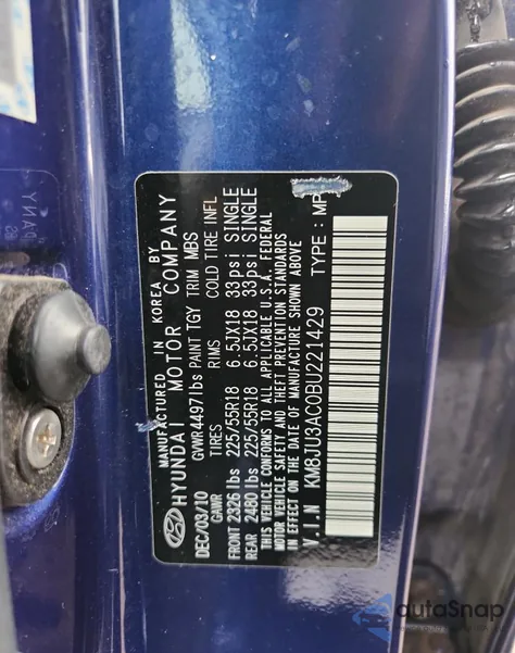 2011 Hyundai Tucson Gls z USA, uszkodzony, nr VIN KM8JU3AC0BU221429